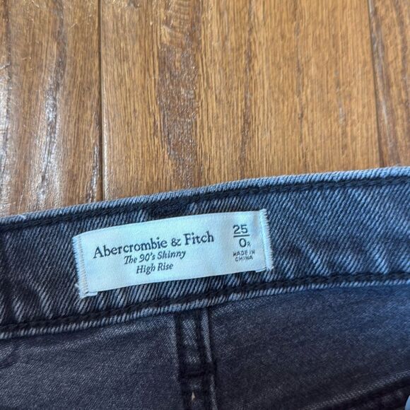 Abercrombie & Fitch the 90’s high rise skinny jeans black wash 25/0 - Picture 4 of 11